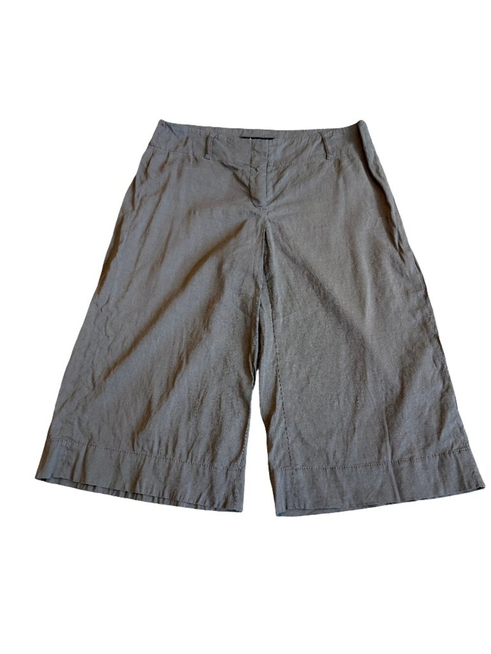 Theory Brown Wide Leg Cropped Gaucho Pants Culottes Trouser Linen Size 6 Women's